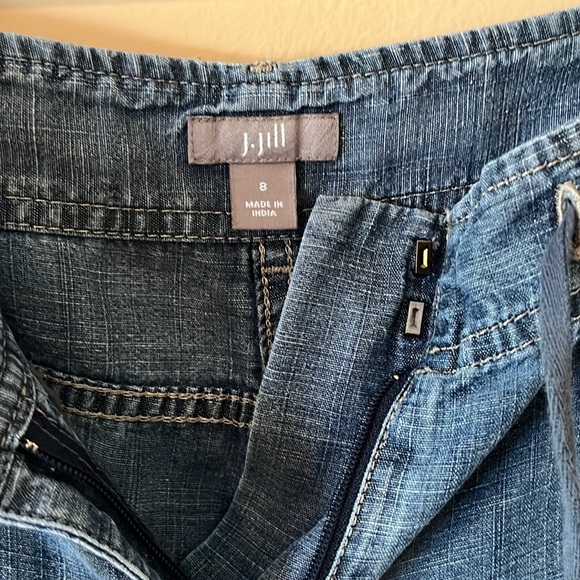 J Jill Chambray Cropped Pants Size 8 - Picture 3 of 5
